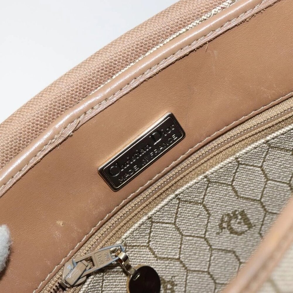 Christian Dior Honeycomb Canvas Shoulder Bag PVC Leather Beige Gold Auth ar13753 - Picture 13 of 16